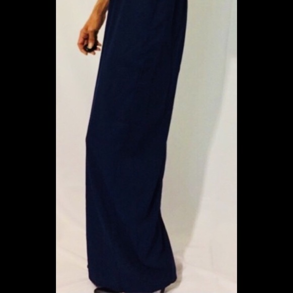 NAVY BLUE OFF THE SHOULDERS SMOCK JUMPSUIT - Picture 6 of 7